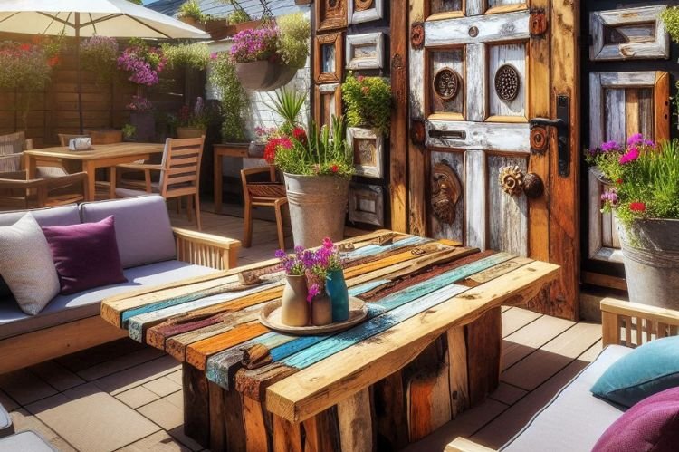 Repurpose Old Doors as Patio Tables