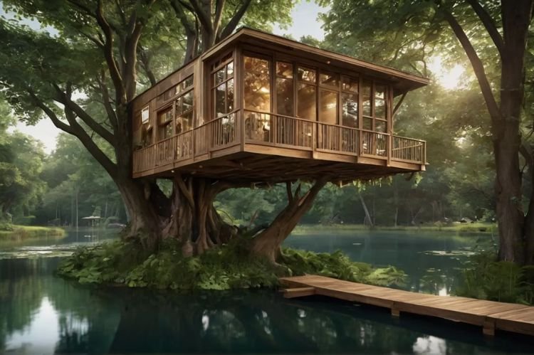 Floating Tree House for Unique Design